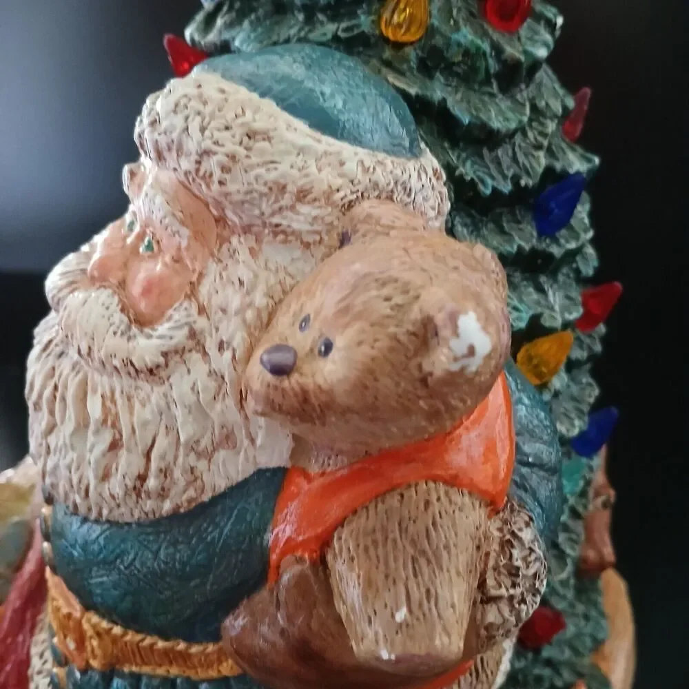 Vintage Wee Crafts Ceramic Light Up Santa & Christmas Tree Toy Bag Figurine